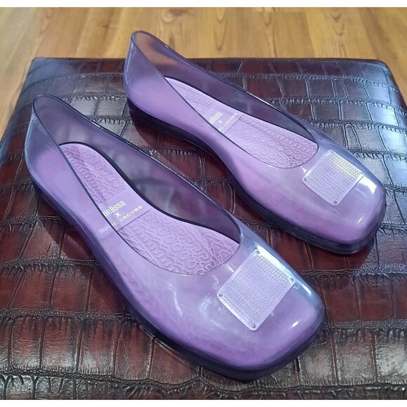 Rare MARC JACOBS + MELISSA Collab LILAC Ruby Ballerina Flats Designer Sz 8 XLNT - Picture 3 of 12